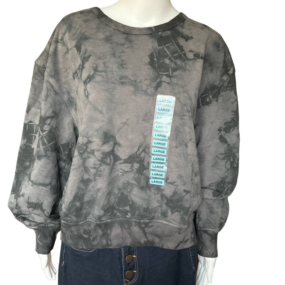 Women's Ladies Tie Dye Gray Sweatshirt Large